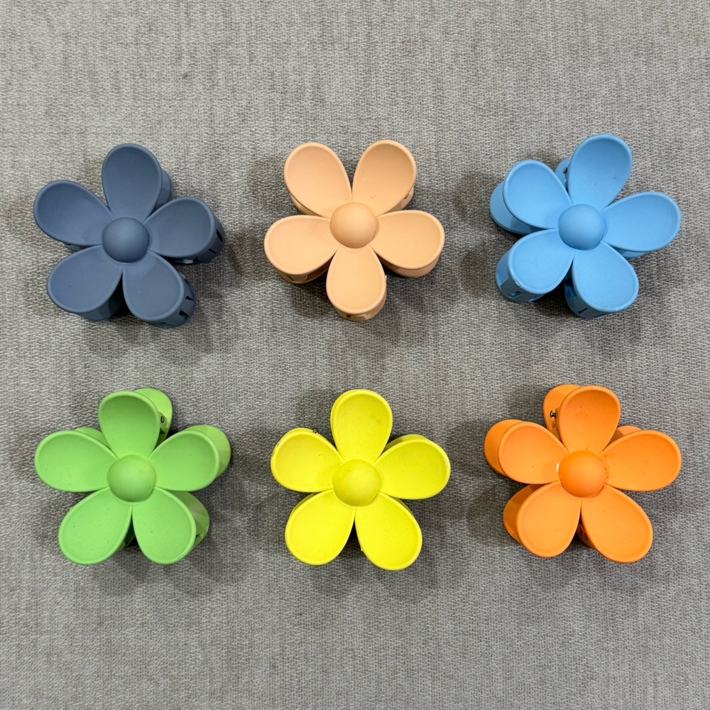 BUNDLE of 6 Colorful Flower Hair Clips
